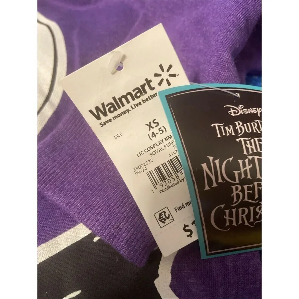 Nightmare Before Christmas Halloween Cosplay Hoodie Dress‎ Purple XS